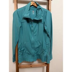 REI Womens Performance Full Zip Lightweight Jacket Shirt Teal - Pockets -medium